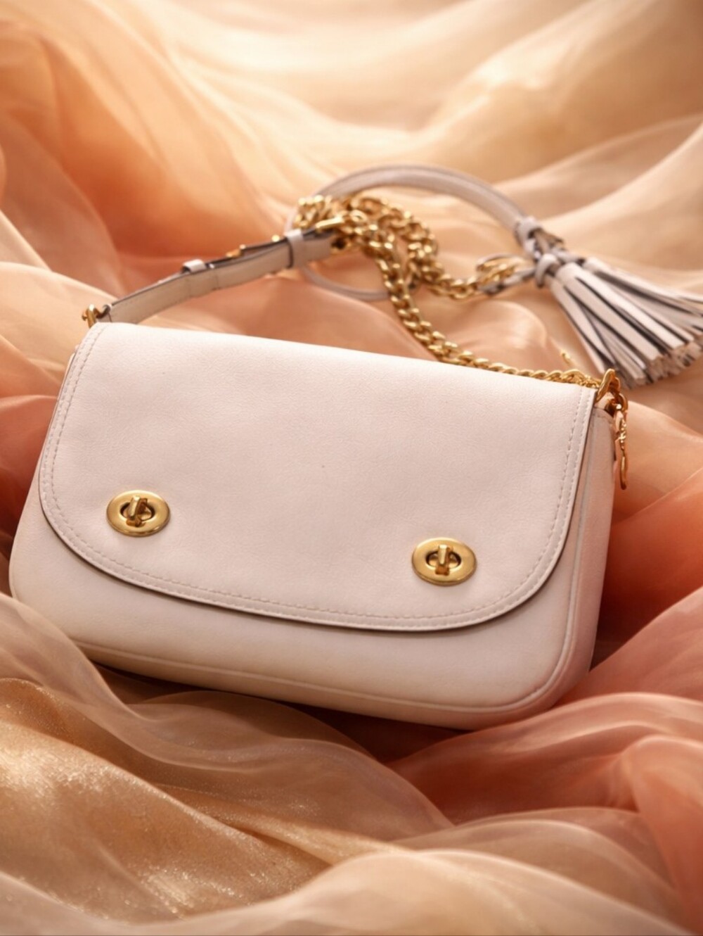 Coach White Crossbody Bag with Gold Accents